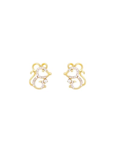 Brass Cubic Zirconia Mouse Cute Stud Trend Korean Fashion Earring