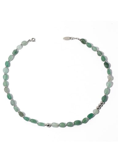 Brass Imitation jade Stone Round Minimalist Necklace