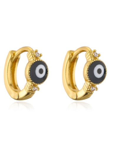 41659 Brass Enamel Evil Eye Vintage Huggie Earring