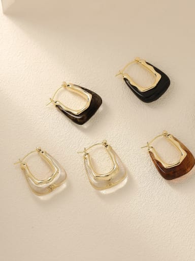Brass Resin Geometric Vintage Drop Trend Korean Fashion Earring