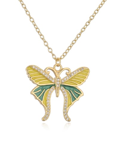 22239 Brass Enamel Butterfly Vintage Necklace