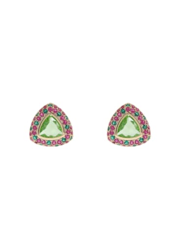 Brass Cubic Zirconia Triangle Luxury Cluster Earring