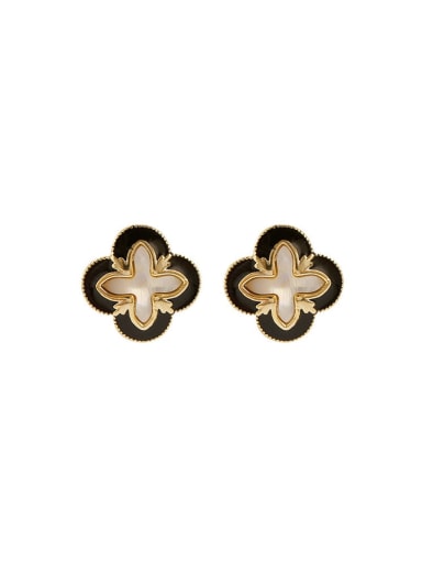 Brass Shell Clover Minimalist Clip Earring