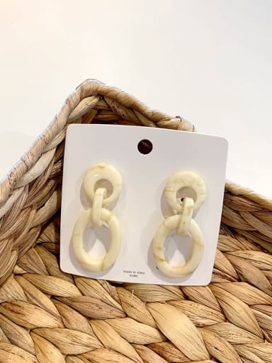 Beige acrylic Oval Pendant Earrings Alloy Resin Geometric Vintage Drop Earring/Multi-Color Optional
