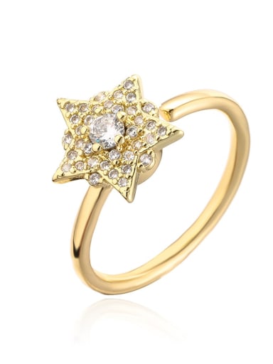 12090 Brass Cubic Zirconia Star Vintage Band Ring