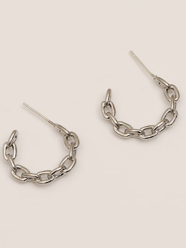 white K Brass Hollow Geometric Minimalist Hoop Trend Korean Fashion Earring