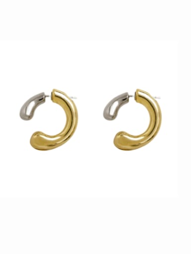 Brass Geometric Vintage  C Shape Stud Earring