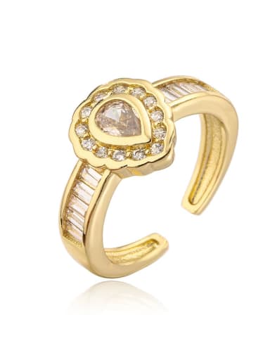 12073 Brass Cubic Zirconia Heart Vintage Band Ring