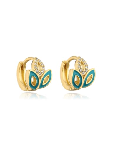 42163 Brass Enamel Geometric Vintage Huggie Earring