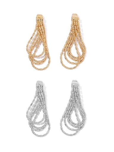 Brass Bead Tassel Minimalist Drop Earring
