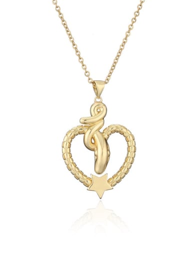 Brass Vintage Snake Pendant Necklace