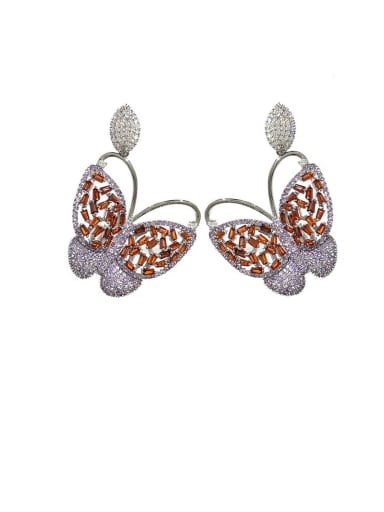 Brass Cubic Zirconia Butterfly Vintage Stud Earring