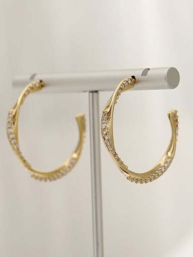 Brass Cubic Zirconia Geometric Hip Hop Hoop Trend Korean Fashion Earring