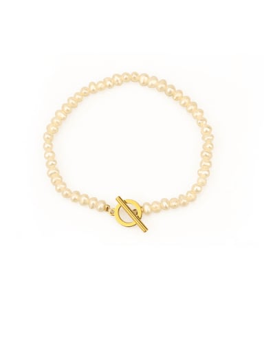 Brass Freshwater Pearl Geometric Vintage Bracelet