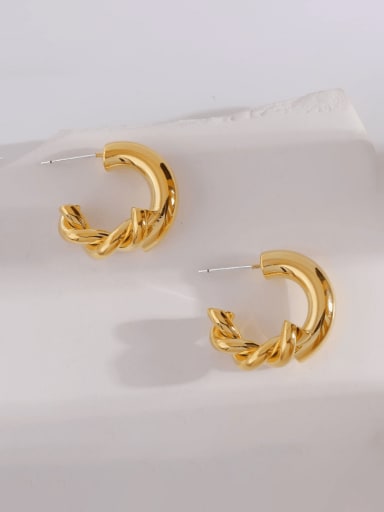 18K gold Brass Geometric Vintage Stud Earring