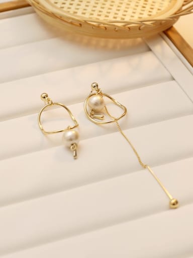 Copper Imitation Pearl Tassel Minimalist Drop Trend Korean Fashion Earring