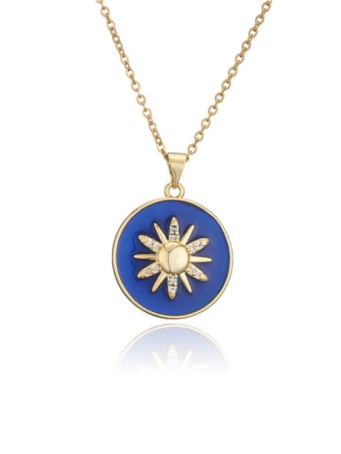 Brass Enamel Round Minimalist Sun Pendant Necklace