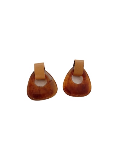 custom Resin Artificial Leather Geometric Vintage Stud Earring/Multi-color optional