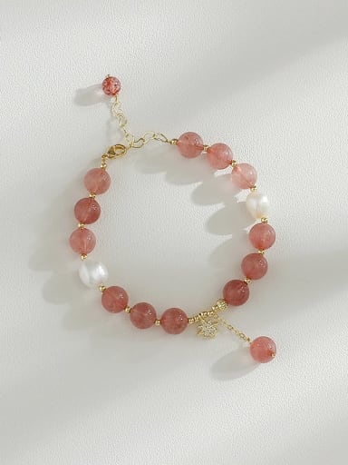 Copper Freshwater Pearl Minimalist Strawberry crystal Bracelet