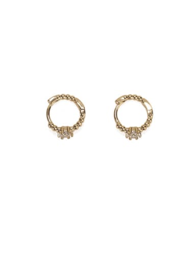 golden Brass Cubic Zirconia Geometric Vintage Stud Earring