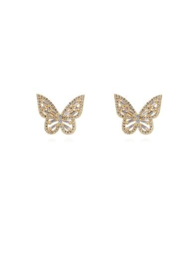 Copper Cubic Zirconia Butterfly Dainty Drop Trend Korean Fashion Earring