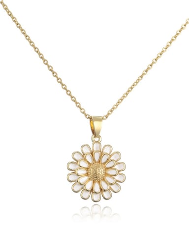 20942 Brass Rhinestone Enamel Flower Minimalist Necklace