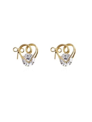 Brass Rhinestone Asymmetrical  Heart Minimalist Stud Earring
