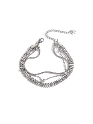 Titanium Steel Double Layer Chain Minimalist Strand Bracelet