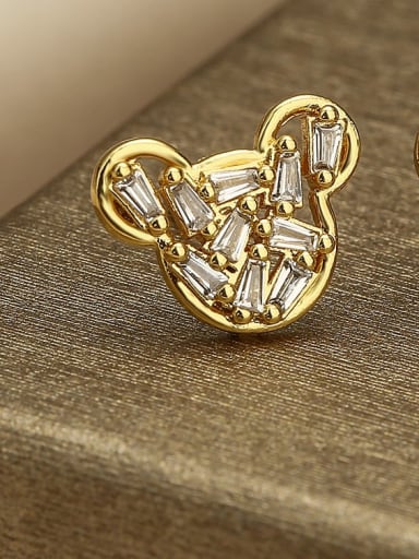 43783 Brass Cubic Zirconia Heart Dainty Stud Earring