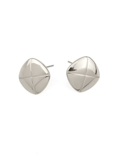 platinum Brass Smooth Geometric Minimalist Stud Earring