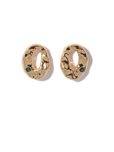Brass Rhinestone Hollow  Geometric Vintage Stud Earring