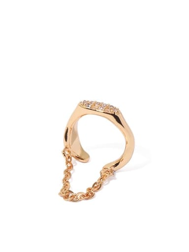 Gold (single) Brass Rhinestone Geometric Vintage Chain Clip Earring( single)