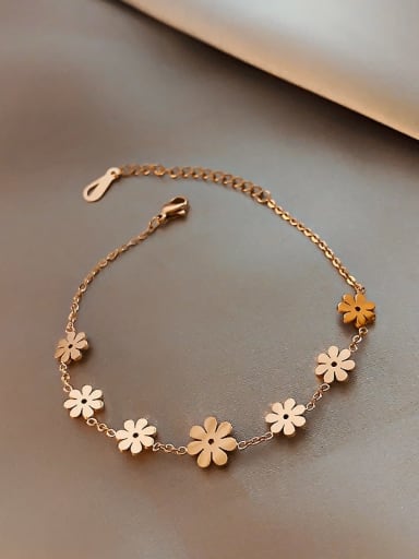 Alloy Enamel Flower Minimalist Link Bracelet