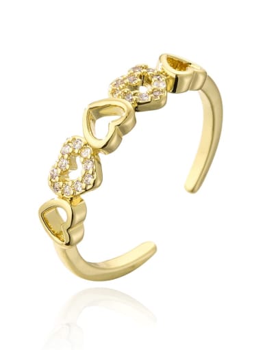12257 Brass Cubic Zirconia Heart Vintage Band Ring