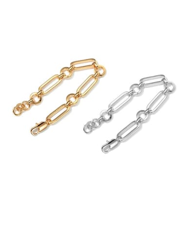 Brass Hollow Geometric Chain Vintage Link Bracelet