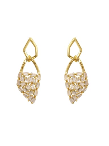 Brass Cubic Zirconia Geometric Dainty Drop Trend Korean Fashion Earring