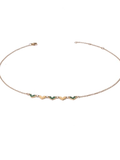 custom Brass Malchite Heart Minimalist Necklace