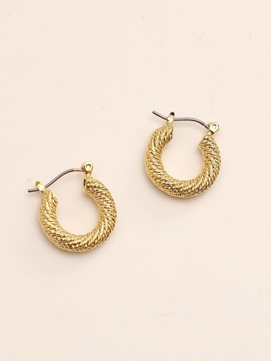 14k gold Brass Geometric Vintage Huggie Trend Korean Fashion Earring