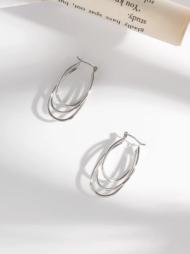 White K Copper  Smooth Geometric Minimalist Stud Trend Korean Fashion Earring