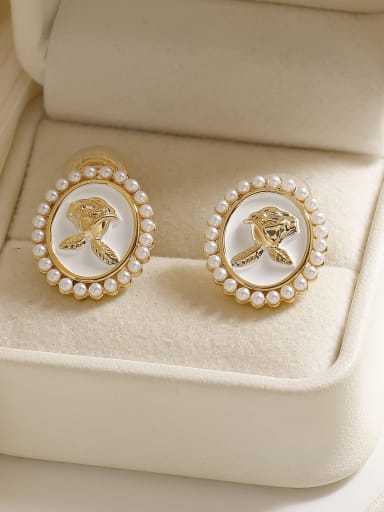 Brass Imitation Pearl Geometric Dainty Clip Earring