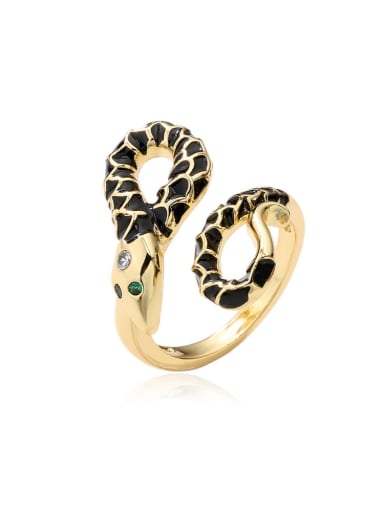 11709 Brass Enamel Snake Vintage Band Ring