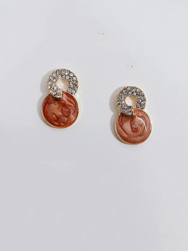 Copper Cubic Zirconia  Minimalist Geometric Stud Trend Korean Fashion Earring