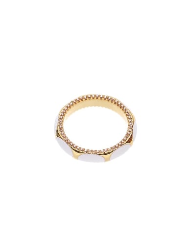 White Dropping Oil Ring Brass Enamel Geometric Minimalist Band Ring