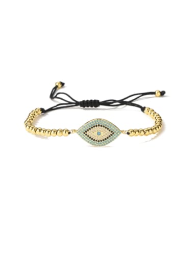 31298 Brass Cubic Zirconia Evil Eye Minimalist Handmade Weave Bracelet