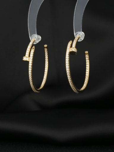 golden Brass Cubic Zirconia Geometric Minimalist Cluster Earring