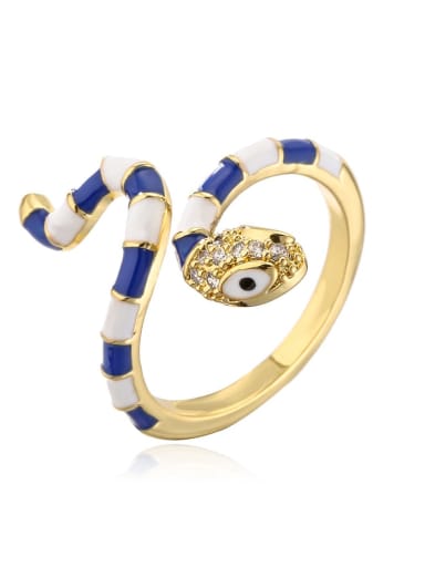 12081 Brass Enamel Snake Vintage Band Ring