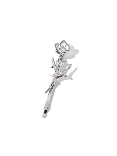 Oil dripping flower hairpin Brass Cubic Zirconia Hip Hop Flower Hair Pin