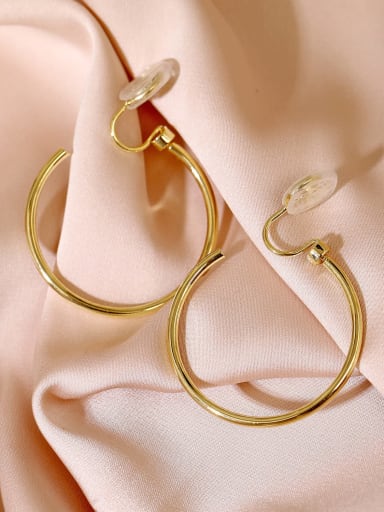 14k Gold Brass Hollow Geometric Minimalist Clip Earring