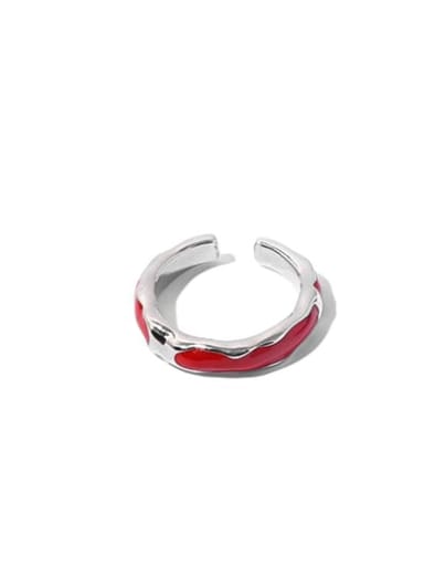 red Brass Enamel Geometric Minimalist Band Ring