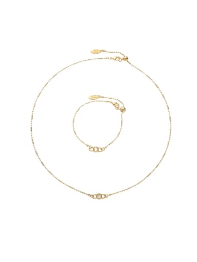 Brass  Minimalist Geometric Bracelet and Necklace Set